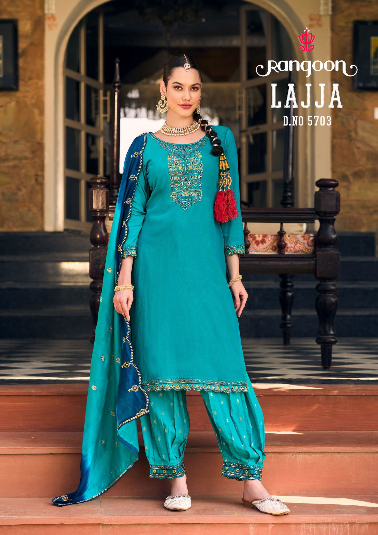 Lajja By Rangoon Muslin Embroidery Readymade Suits Wholesale In India